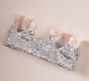 Silver Sequin And Pom Pom Princess Crown, 5 of 7