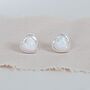 Sterling Silver White Opal Heart Stud Earrings, thumbnail 1 of 9