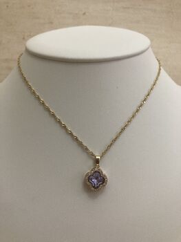 Purple Clover Pendant Necklace, 3 of 7