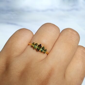 Ombre Green Tourmaline Ring In Sterling Silver, 5 of 12