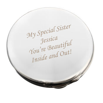 Engraved Silver Round Compact Mirror, 6 of 7