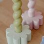 Flower Candle Holder And Twist Spiral Pillar Candle Set, thumbnail 2 of 3
