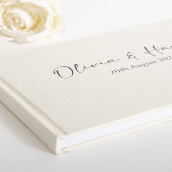 Personalised Linen Wedding Guest Book, 8 of 9