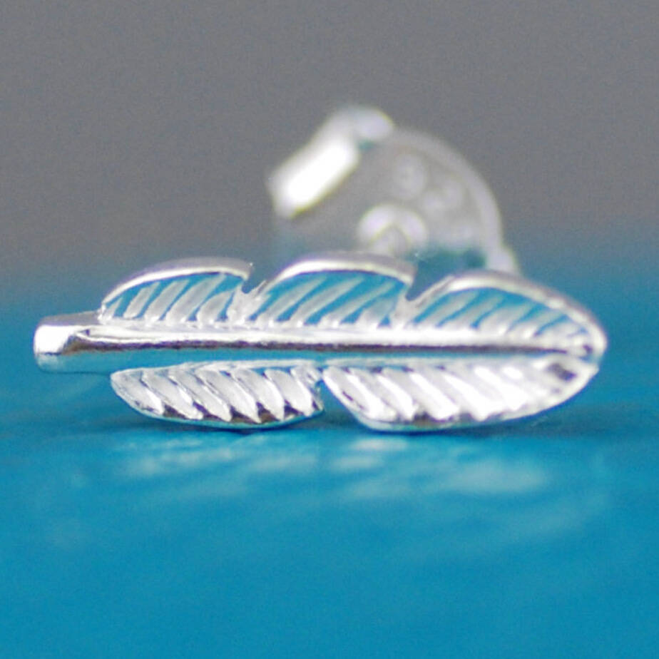 sterling silver feather stud earrings