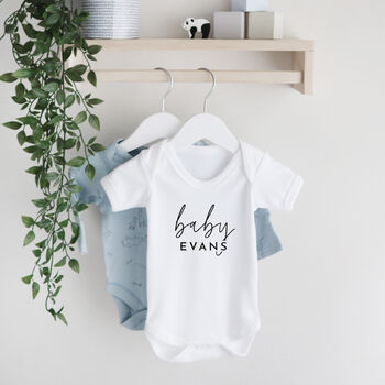 Personalised Surname Baby Announcement Bodysuit, 2 of 4