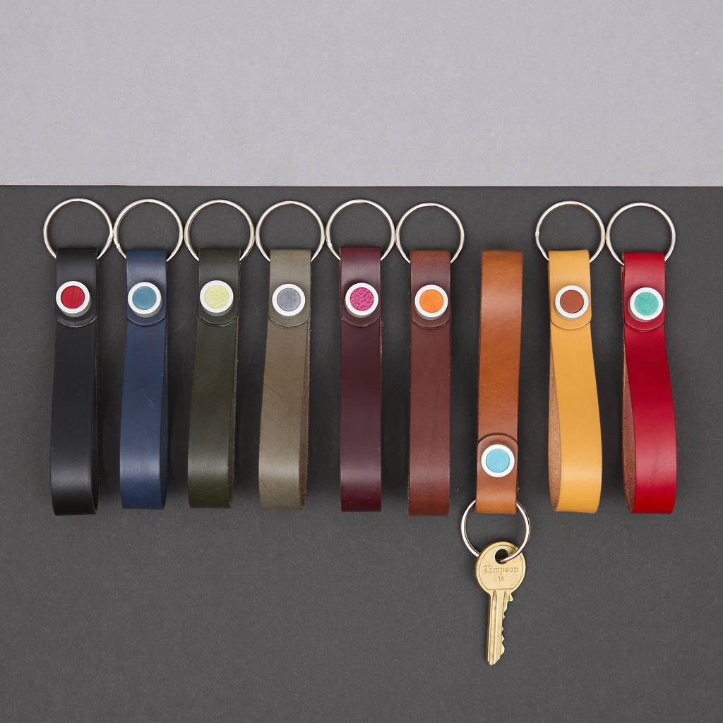 Image of Personalised Loop Key Ring, Black/Chestnut/Tan