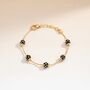 Black Ball Slim Gold Plated Elegant Bracelet, thumbnail 1 of 4