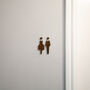 Walnut Unisex Bathroom Toilet Self Adhesive Door Signs, thumbnail 2 of 4