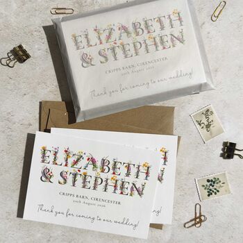 Personalised Wildflower Letters Wedding Thank You Cards, 4 of 8