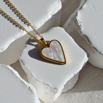 White Shell Heart Pendant Necklace, 2 of 7
