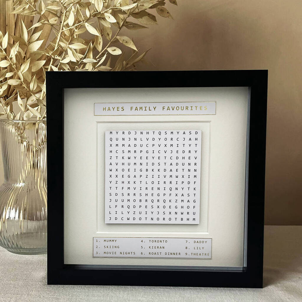 Personalised Gold Foil Family Wordsearch Picture By Posh Totty Designs