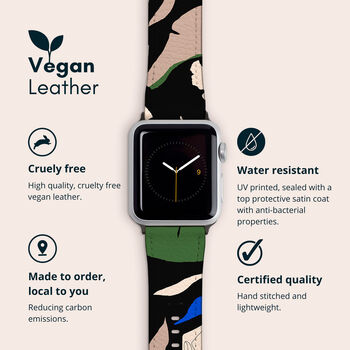 Blue Tropical Vegan Leather Apple Watch Band, 2 of 6