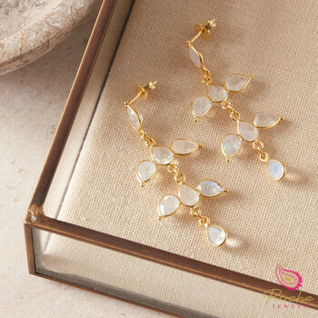 Blue Topaz Leaf Shaped 18k Gold And Silver Studs, 8 of 11