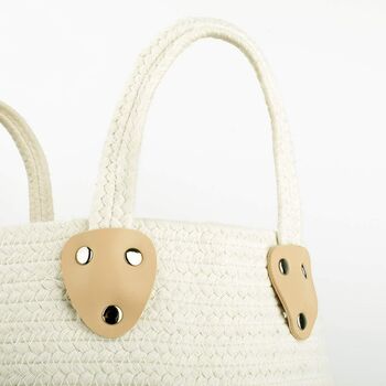 White Cotton And Jute Storage Basket With Tassels, 3 of 4
