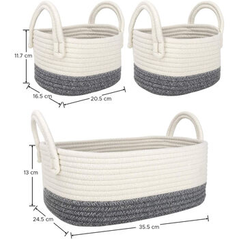 Set Of Three White And Grey Woven Storage Baskets, 4 of 4