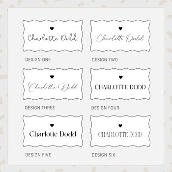 Personalised White Wavy Edge Heart Wedding Gold Foiled Place Cards, 5 of 5