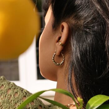 18 K Gold Heart Hoop Earrings, 3 of 10