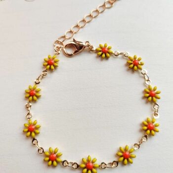 Yellow Daisy Sun Flower Charms Summer Bracelet, 7 of 7