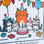 Adorable Cat Birthday Party Card, thumbnail 6 of 6