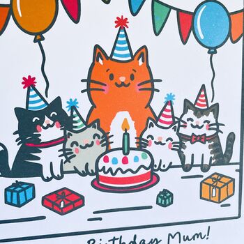 Adorable Cat Birthday Party Card, 6 of 6