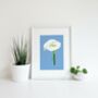 Arum Lily Print On Blue, thumbnail 2 of 7