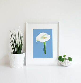 Arum Lily Print On Blue, 2 of 7