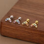 Sterling Silver Rainbow Cz 16 G Flat Back Labret Earrings, thumbnail 3 of 12