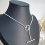 Sterling Silver Toggle Love Heart T Bar Necklace, thumbnail 3 of 7