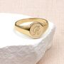 Ladies 9ct Yellow Gold Personalised Round Signet Ring, thumbnail 1 of 6