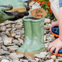 Personalised Sage Green Welly Boots Garden Planter, thumbnail 1 of 11