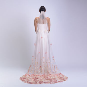 'Azalea Dusk' 3D Flower Embroidered Wedding Veil, 2 of 7