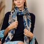 Blue Abstract Printed Scarf — Personalised Gift Card And Gift Box Option, thumbnail 4 of 8