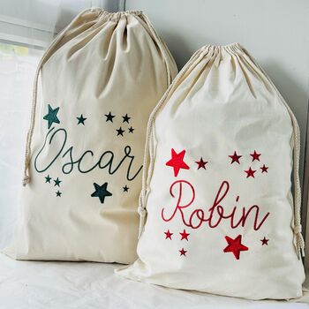 Embroidered Stars Christmas Sack, 5 of 5