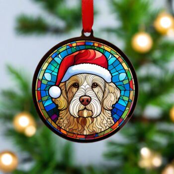 Goldendoodle In Santa Hat Suncatcher Decoration, 4 of 6