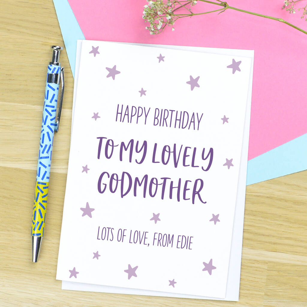 godmother birthday card by pink and turquoise