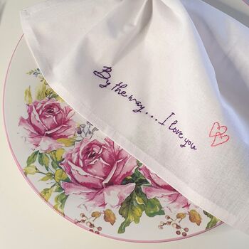 Hand Stitched Personalised Message Cotton Napkin, 3 of 4