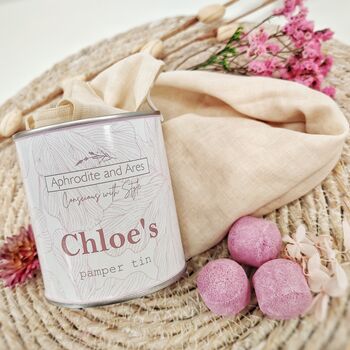 'Pink Bath In A Tin' Personalised Vegan Gift, 3 of 8
