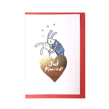 'Just Married' Bunnies Gold Foil Card, 2 of 3