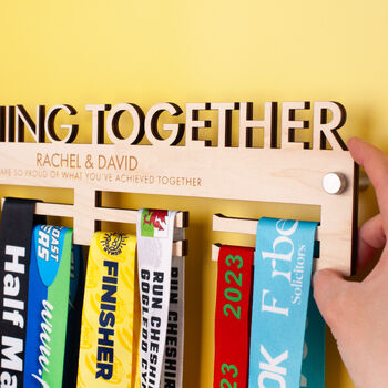 Running Together Personalised Medal Hanger, 2 of 5