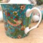 Set Of Six Palace Mugs In William Morris Teal Strawberry Thief Design, thumbnail 8 of 12