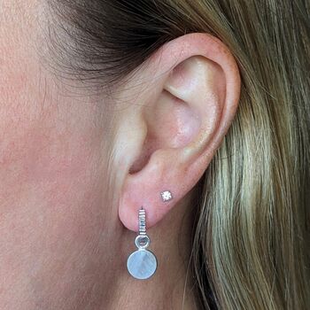 Circle Moonstone June Birthstone Earrings, Silver, 4 of 7