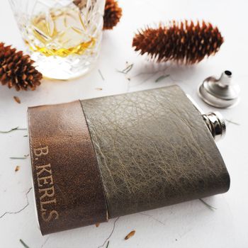 Leather Personalised Hip Flask, 2 of 8