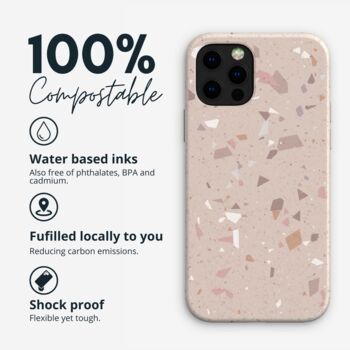 Pink Terrazzo Biodegradable Phone Case, 2 of 8