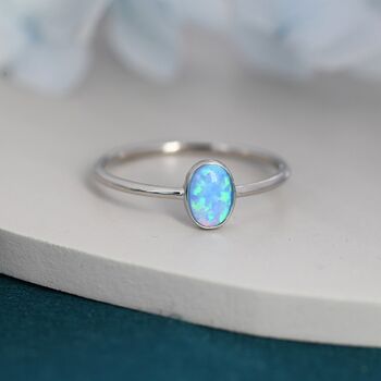 Blue Opal Oval Ring, 2 of 10
