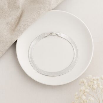 Wide Sterling Silver Herringbone Bracelet, 2 of 6