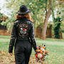 Cropped Tarot Card Black Leather Jacket, thumbnail 1 of 10