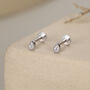 Sterling Silver Tiny Teardrop Cz 16 G Flat Back Labret Earrings, thumbnail 1 of 11