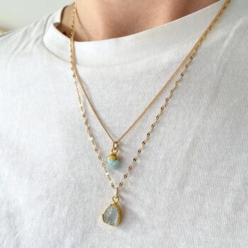 Carved Aquamarine Vintage Chain Necklace, 2 of 9