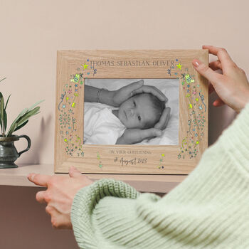 Personalised New Baby Christening Wreath Photo Frame, 2 of 4