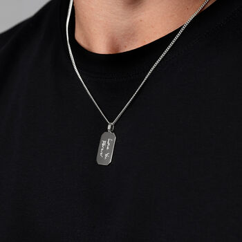 Octagonal Tag Men's Necklace 925 Sterling Silver, 6 of 9